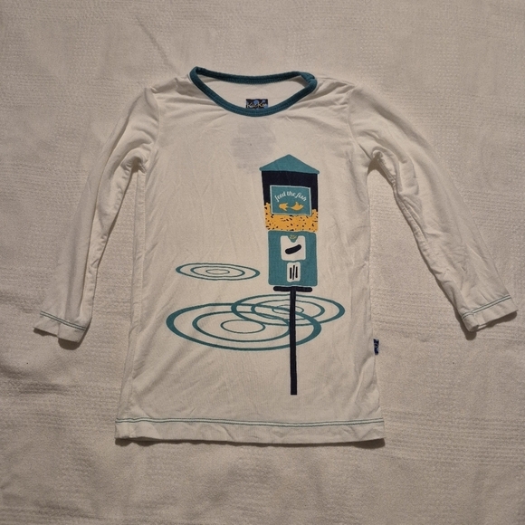 Kickee Pants Other - Kickee pants 4T white pajama top feed the fish design VGUC